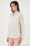Regular Fit Uzun Kollu Dokulu Kadın Gömlek 6772799 TAŞ
