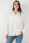 Regular Fit Uzun Kollu Dokulu Kadın Gömlek 6772799 BEYAZ