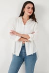 Regular Fit Uzun Kollu Dokulu Kadın Gömlek 6772799 BEYAZ