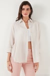 Regular Fit Uzun Kollu Dokulu Kadın Gömlek 6772799 TAŞ