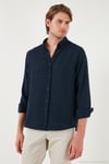 Regular Fit Uzun Kollu Düğmeli Yaka Erkek Gömlek CF25S116777 LACİVERT