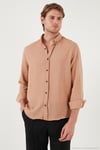 Regular Fit Uzun Kollu Düğmeli Yaka Erkek Gömlek CF25S116777 KAHVE