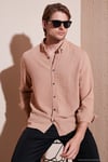 Regular Fit Uzun Kollu Düğmeli Yaka Erkek Gömlek CF25S116777 KAHVE