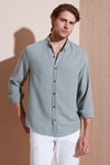 Regular Fit Uzun Kollu Düğmeli Yaka Erkek Gömlek CF25S116777 MİNT