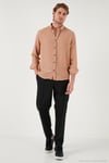 Regular Fit Uzun Kollu Düğmeli Yaka Erkek Gömlek CF25S116777 KAHVE