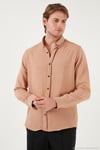 Regular Fit Uzun Kollu Düğmeli Yaka Erkek Gömlek CF25S116777 KAHVE