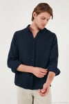 Regular Fit Uzun Kollu Düğmeli Yaka Erkek Gömlek CF25S116777 LACİVERT
