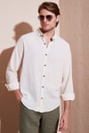 Regular Fit Uzun Kollu Düğmeli Yaka Erkek Gömlek CF25S116777 KREM