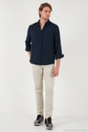Regular Fit Uzun Kollu Düğmeli Yaka Erkek Gömlek CF25S116777 LACİVERT