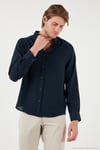 Regular Fit Uzun Kollu Düğmeli Yaka Erkek Gömlek CF25S116777 LACİVERT