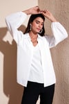 Regular Fit V Yaka Balon Kol Kadın Bluz 611BZ0353 EKRU