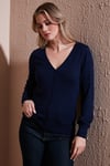 Regular Fit V Yaka Düğmeli Kadın Hırka 25K0781K1 LACİVERT