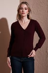 Regular Fit V Yaka Düğmeli Kadın Hırka 25K0781K1 BORDO
