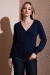 Regular Fit V Yaka Düğmeli Kadın Hırka 25K0781K1 LACİVERT