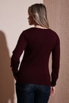 Regular Fit V Yaka Düğmeli Kadın Hırka 25K0781K1 BORDO