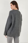Regular Fit V Yaka Düğmeli Triko Kadın Hırka 4616229 ANTRASİT