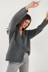 Regular Fit V Yaka Düğmeli Triko Kadın Hırka 4616229 ANTRASİT