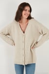 Regular Fit V Yaka Düğmeli Triko Kadın Hırka 4616229 TAŞ