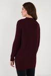 Regular Fit V Yaka Düğmeli Triko Örme Uzun Kadın Hırka 4615044 BORDO