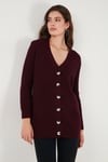 Regular Fit V Yaka Düğmeli Triko Örme Uzun Kadın Hırka 4615044 BORDO
