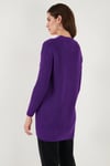 Regular Fit V Yaka Düğmeli Triko Örme Uzun Kadın Hırka 4615044 MOR