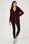 Regular Fit V Yaka Düğmeli Triko Örme Uzun Kadın Hırka 4615044 BORDO
