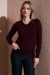 Regular Fit V Yaka Kadın Kazak 25K0778K1 BORDO