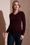 Regular Fit V Yaka Kadın Kazak 25K0778K1 BORDO