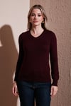 Regular Fit V Yaka Kadın Kazak 25K0778K1 BORDO