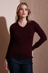 Regular Fit V Yaka Kadın Kazak 25K0778K1 BORDO