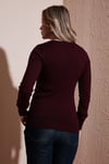 Regular Fit V Yaka Kadın Kazak 25K0778K1 BORDO