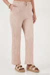 Regular Fit V Yaka Yelek-Pantolon Gofre Kadın Takım 5866484 VİZON