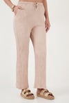 Regular Fit V Yaka Yelek-Pantolon Gofre Kadın Takım 5866484 VİZON