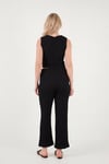 Regular Fit V Yaka Yelek-Pantolon Gofre Kadın Takım 5866484 SİYAH
