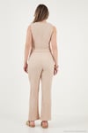 Regular Fit V Yaka Yelek-Pantolon Gofre Kadın Takım 5866484 VİZON