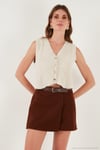 Regular Fit V Yaka Yumuşak Dokulu Düğmeli Kadın Yelek 4615241 TAŞ