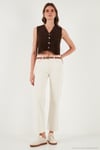 Regular Fit V Yaka Yumuşak Dokulu Düğmeli Kadın Yelek 4615241 KAHVE