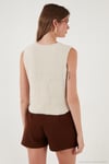 Regular Fit V Yaka Yumuşak Dokulu Düğmeli Kadın Yelek 4615241 TAŞ