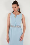 Regular Fit Volanlı Kolsuz Midi Kadın Elbise 611EL574 BEBE MAVİ