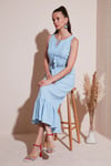 Regular Fit Volanlı Kolsuz Midi Kadın Elbise 611EL574 BEBE MAVİ