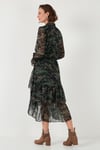 Regular Fit Yaka Detaylı Volanlı Şifon Midi Kadın Elbise 611EL1448 YEŞİL
