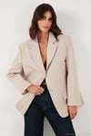 Regular Fit  Yaka Düğmeli Blazer Kadın Ceket 6839562 TAŞ