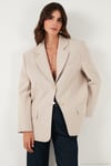 Regular Fit  Yaka Düğmeli Blazer Kadın Ceket 6839562 TAŞ