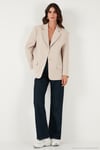 Regular Fit  Yaka Düğmeli Blazer Kadın Ceket 6839562 TAŞ