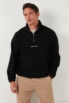 Regular Fit Yarım Fermuarlı Dik Yaka Yumuşak Dokulu Erkek Sweat 59060661 SİYAH