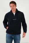 Regular Fit Yarım Fermuarlı Dik Yaka Yumuşak Dokulu Erkek Sweat 59060661 LACİVERT