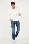 Regular Fit Yarım Fermuarlı Dik Yaka Yumuşak Dokulu Erkek Sweat 59060661 EKRU