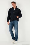 Regular Fit Yarım Fermuarlı Dik Yaka Yumuşak Dokulu Erkek Sweat 59060661 LACİVERT
