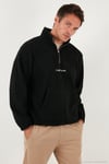 Regular Fit Yarım Fermuarlı Dik Yaka Yumuşak Dokulu Erkek Sweat 59060661 SİYAH
