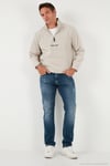 Regular Fit Yarım Fermuarlı Dik Yaka Yumuşak Dokulu Erkek Sweat 59060661 KUM